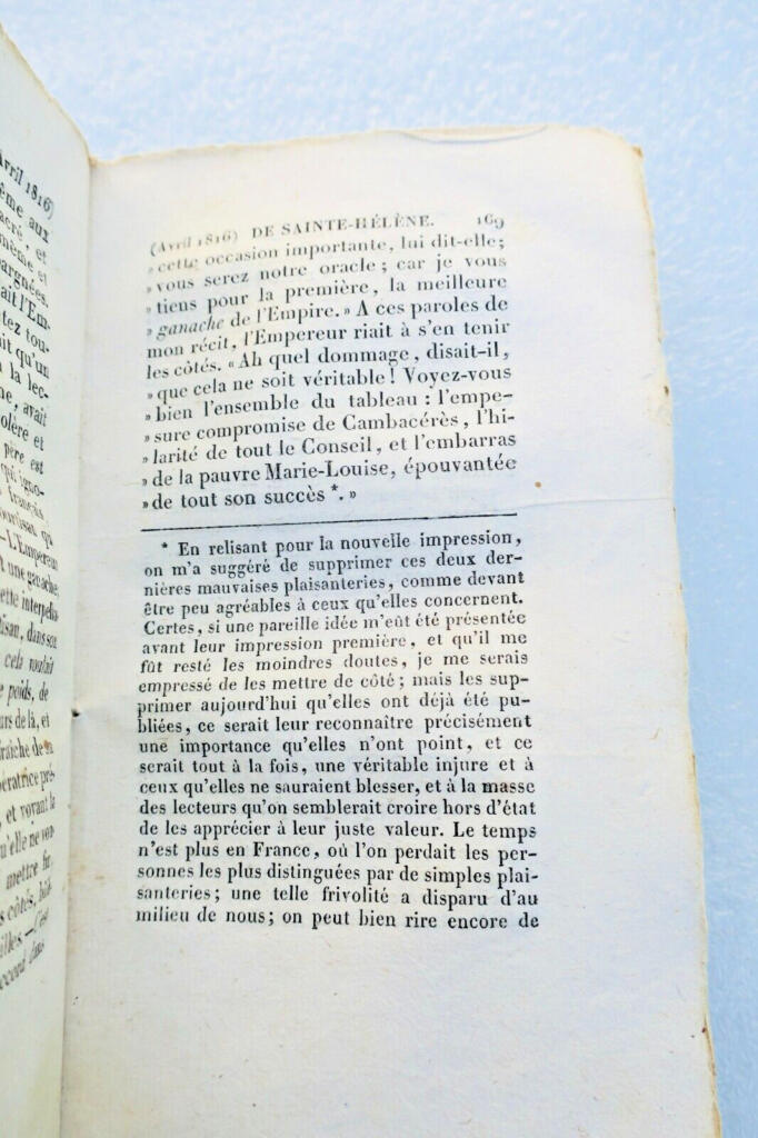 Napoléon Las Cases Mémorial de Sainte-Hélène ou journal ou se trouve 1824