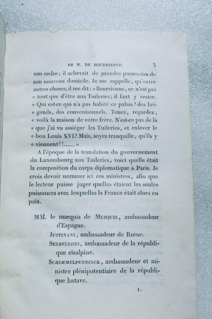 Napoléon Mémoires de M. de Bourienne, Ministre d&rsquo;Etat; sur Napoléon 1829