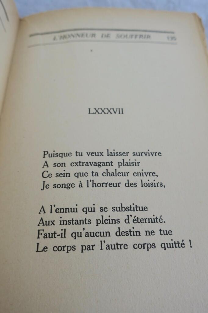NOAILLES, Anna de (comtesse de) L’HONNEUR DE SOUFFRIR 1927