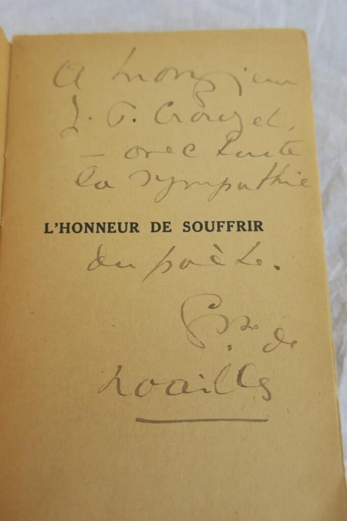 NOAILLES, Anna de (comtesse de) L’HONNEUR DE SOUFFRIR 1927