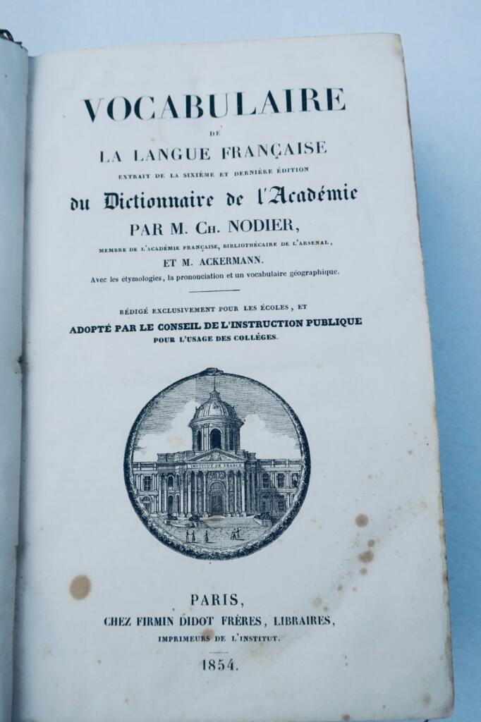 Nodier, M. Ackermann Vocabulaire de la langue française 1854