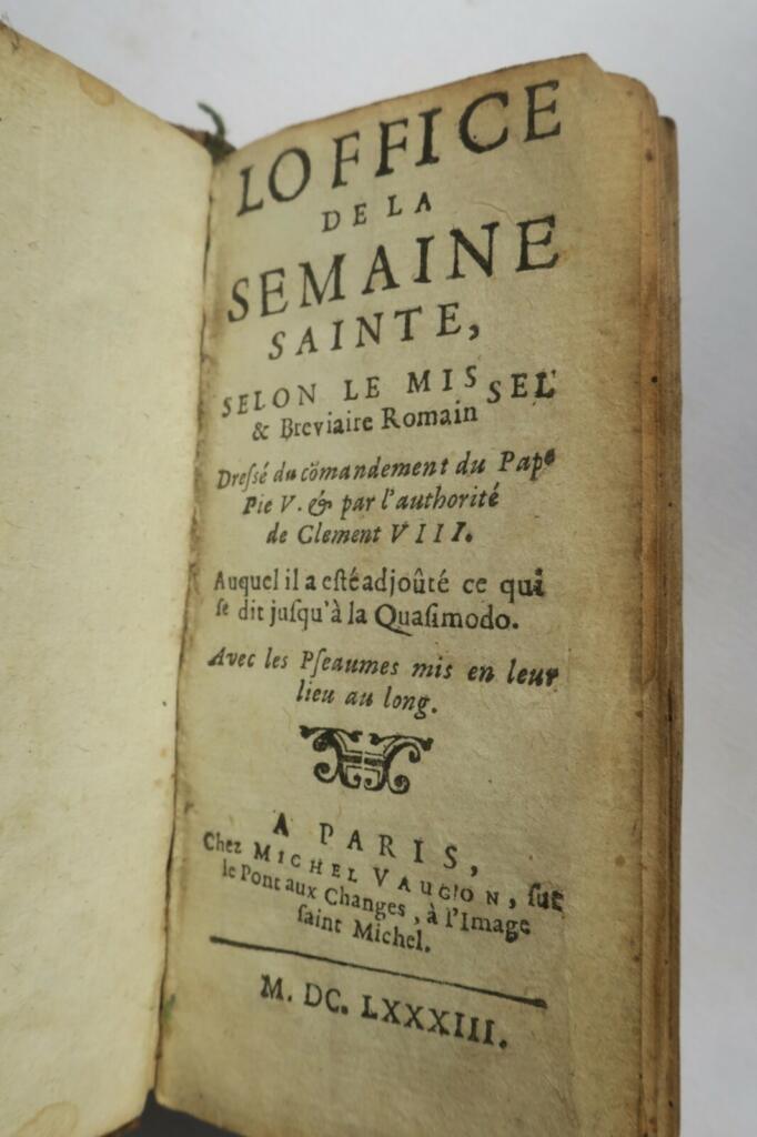 office de la semaine Sainte 1683 60 x 115 mm.