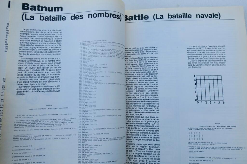 Ordinateur Jeux d’ordinateur en Basic – Version microordinateur 1983