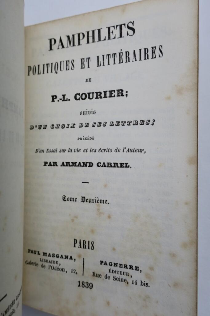 Pamphlets politiques et littéraires de P.-L. Courier