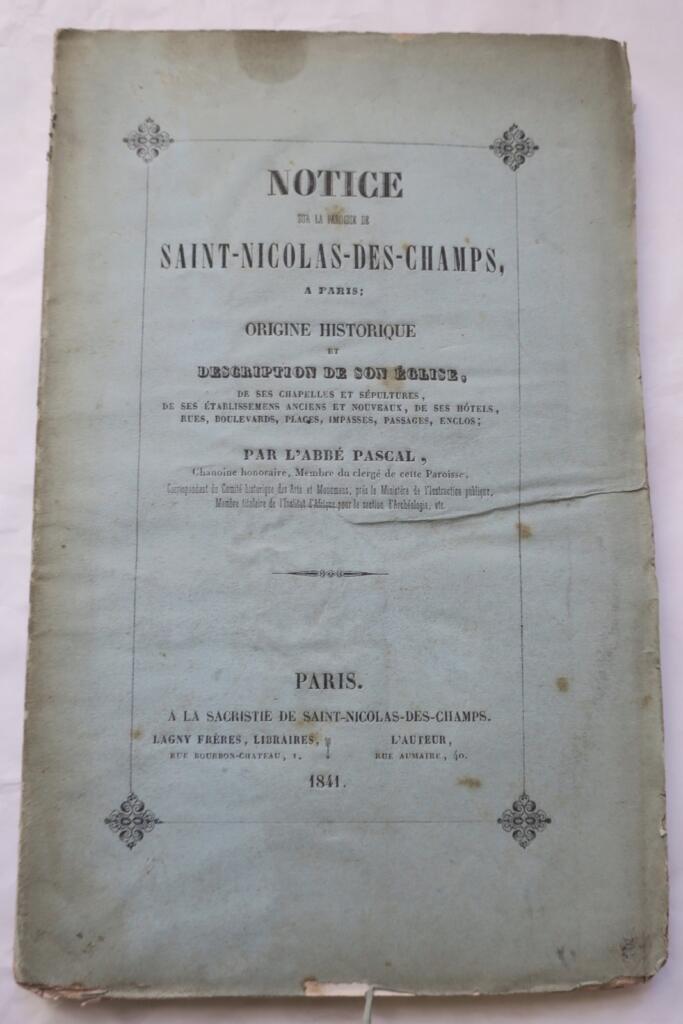 Historical parish guide to Saint-Nicolas-des-Champs (1841)