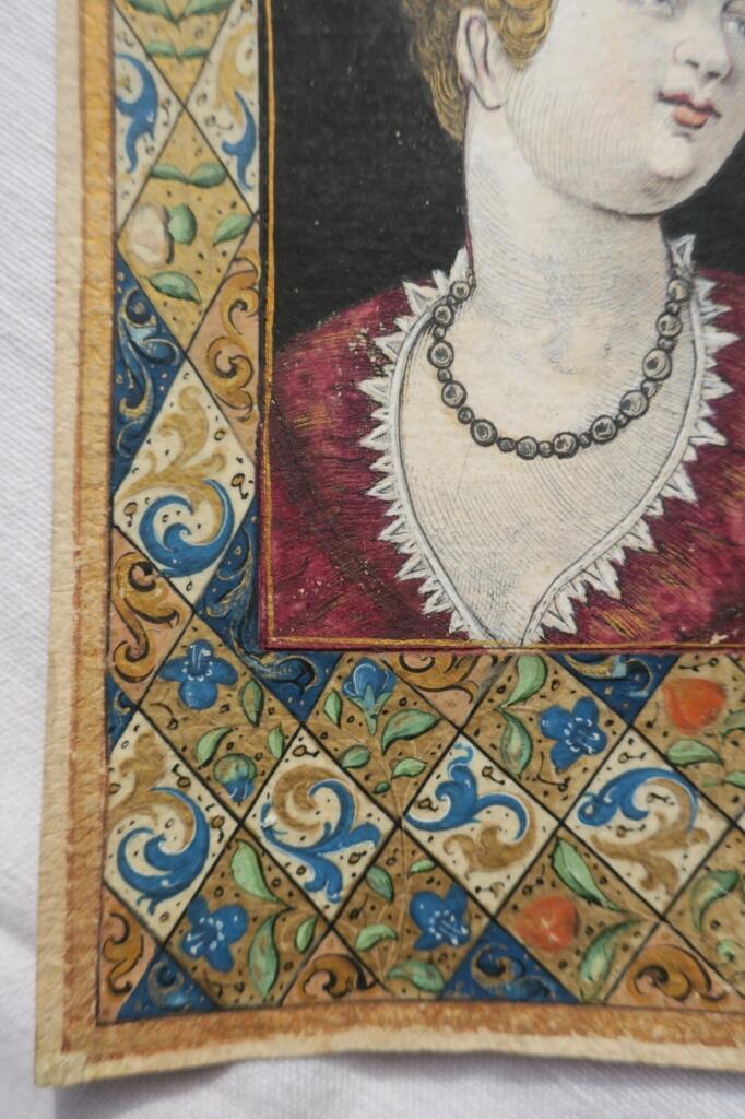 peinture de Dame 15 ème 100 x 130 mm.