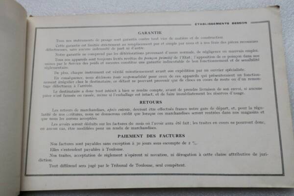 Pesage Catalogue Manufacture Française d&rsquo;Instruments de Pesage Ebts Besson