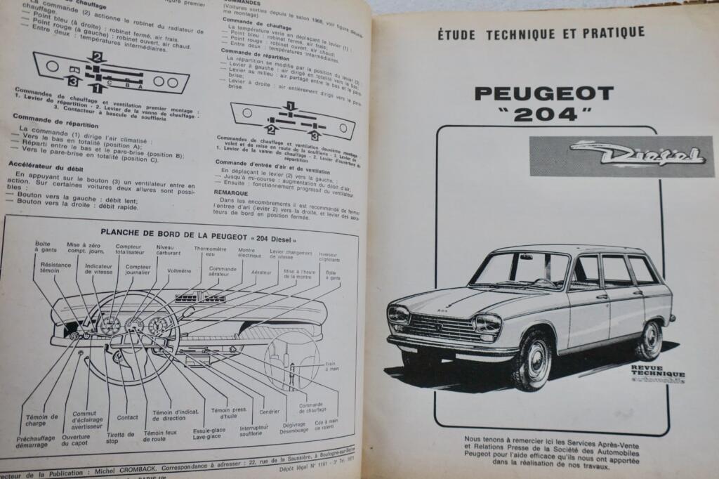 Peugeot REVUE TECHNIQUE AUTOMOBILE – PEUGEOT « 204 Diesel » 1971