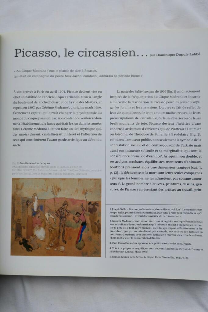 Exhibition catalog featuring Picasso's circus art