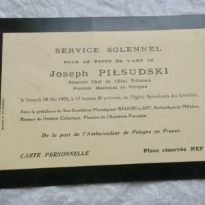 Pologne PILSUDSKI faire part de décès 1935