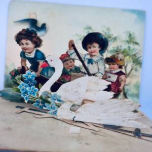 POP UP carte postale à système BELLE EPOQUE authentique 105 x 74 mm.