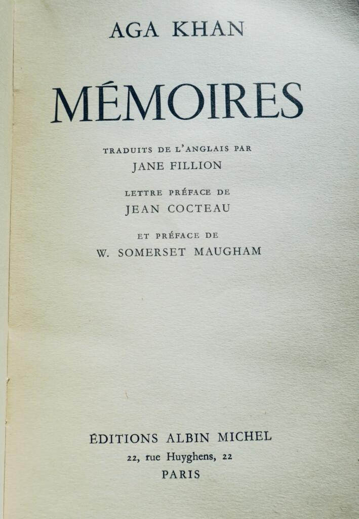 AGA KHAN’s Memoirs with Kees VAN DONGEN’s portrait