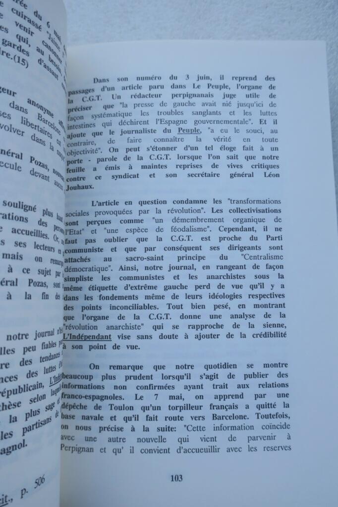 presse frontière l’Indépendant Pyrénées-Orientales et la guerre civile espagnol