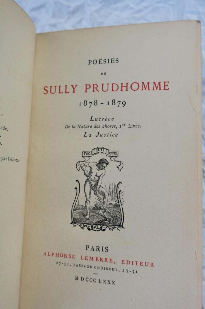 PRUDHOMME POÉSIES 1886-1879 lemerre