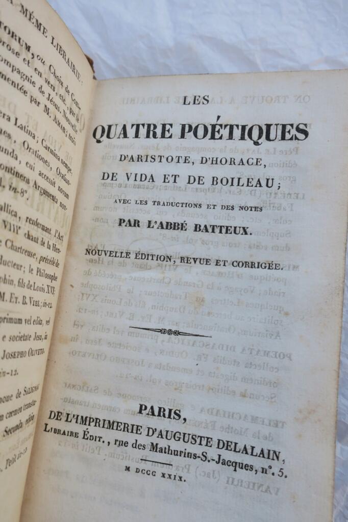 quatre poétiques d&rsquo;Aristote, d&rsquo;Horace, de Vida & de Boileau 1829