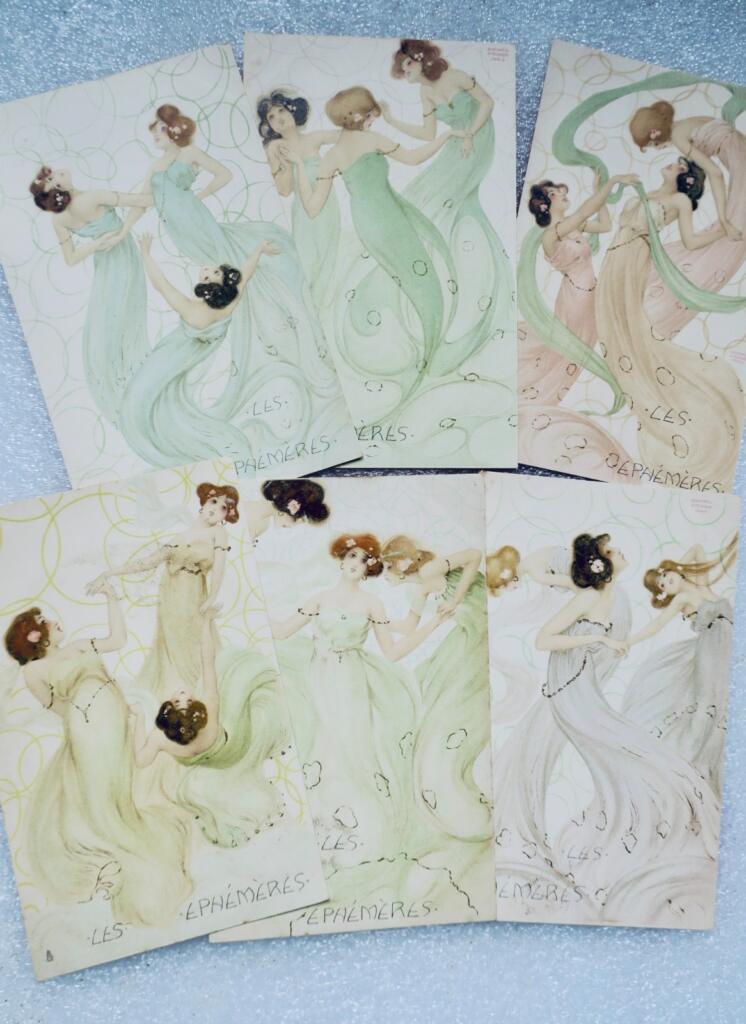 Raphael Kirchner Les ephémères 6 cartes-postales anciennes