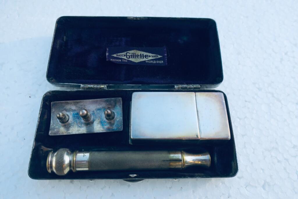 Antique Gillette razor set in decorative box