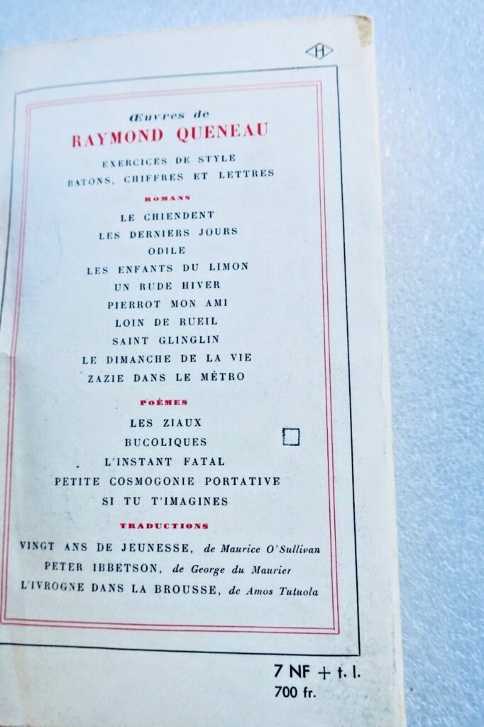 Raymond QUENEAU Zazie dans le métro 1959