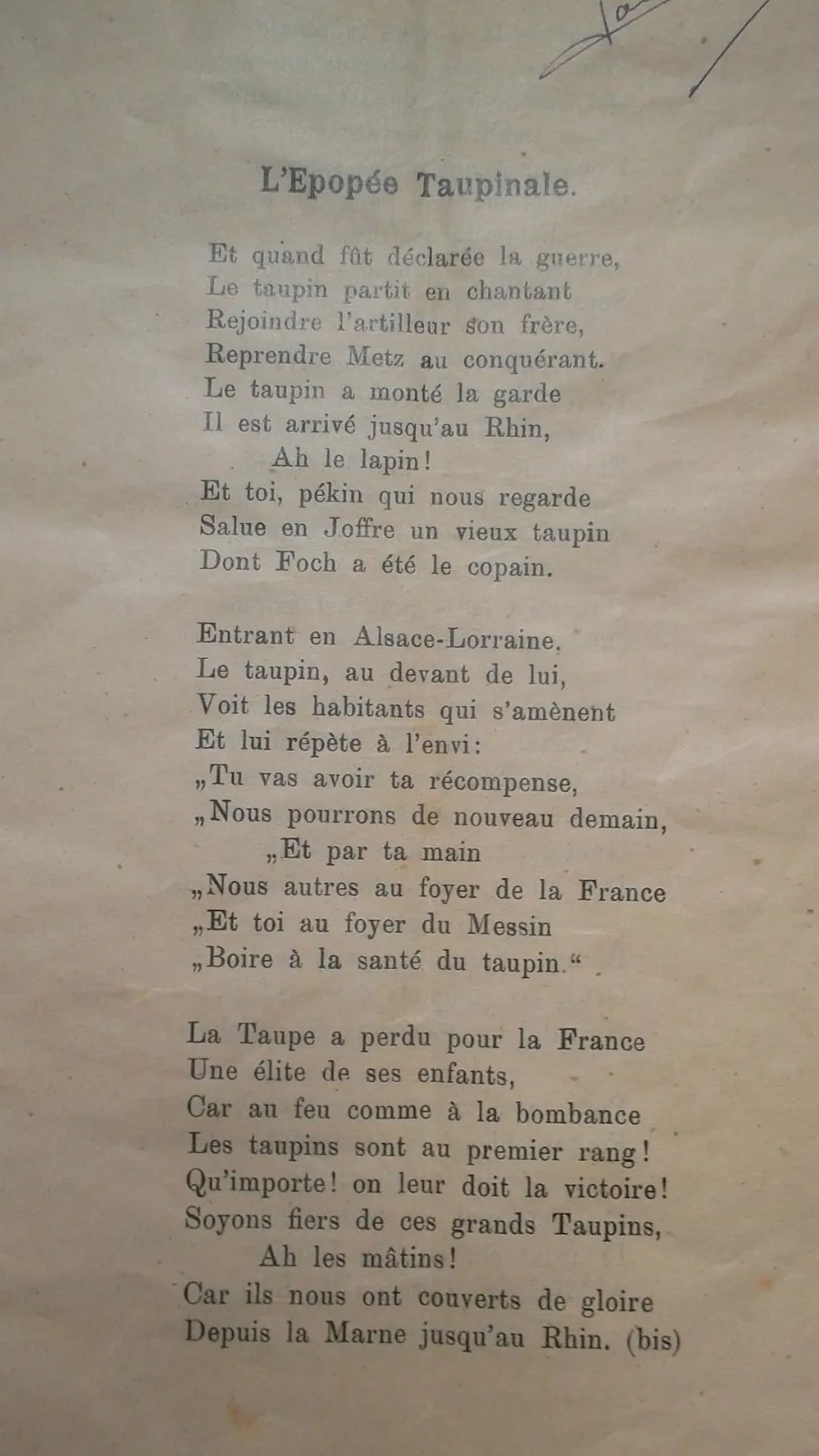 Recueil de chansons Taupinales Génie - La Librairie Antique
