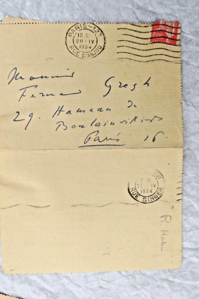 Autograph letters and cards from Renaldo Hahn