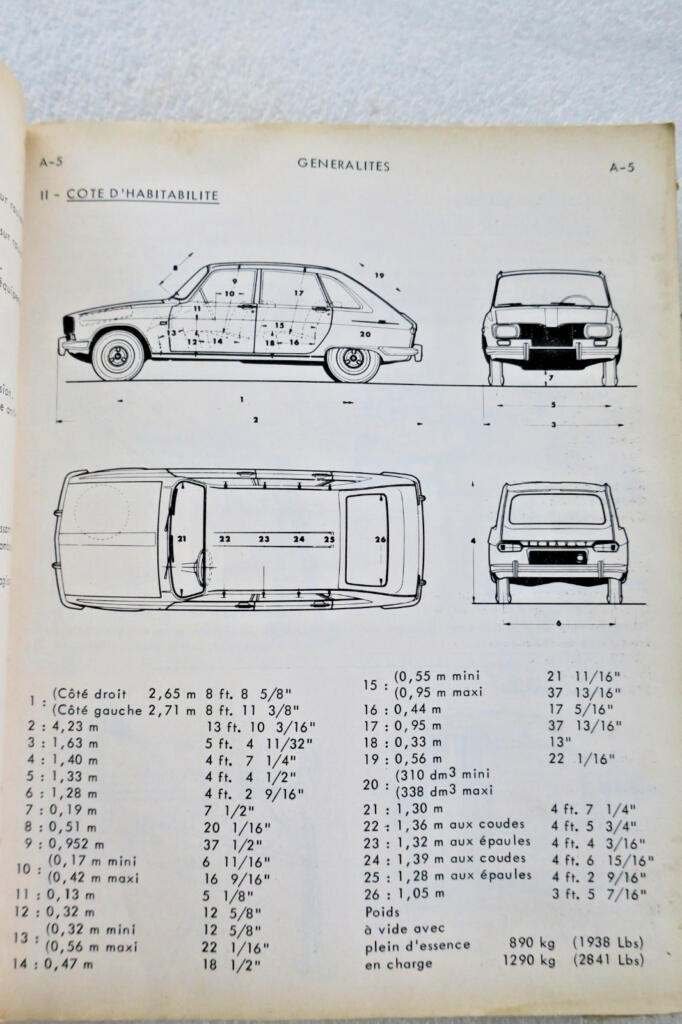 Technical service manual for Renault 16