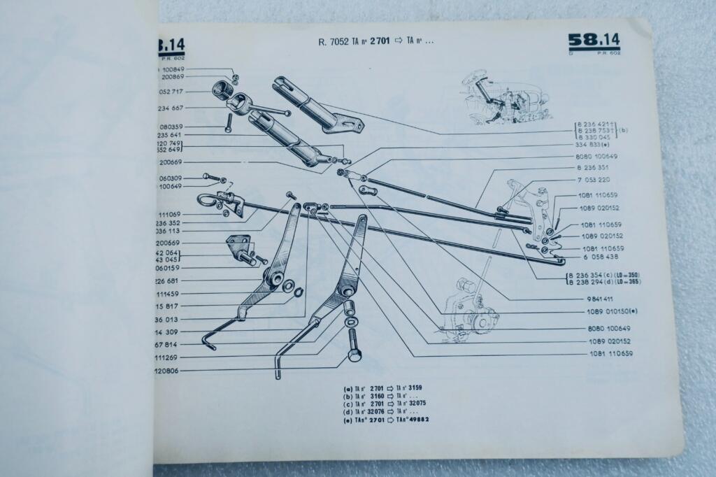Renault Motoculture Catalogue pièces rechanges détachées R 7050 P.R. 602