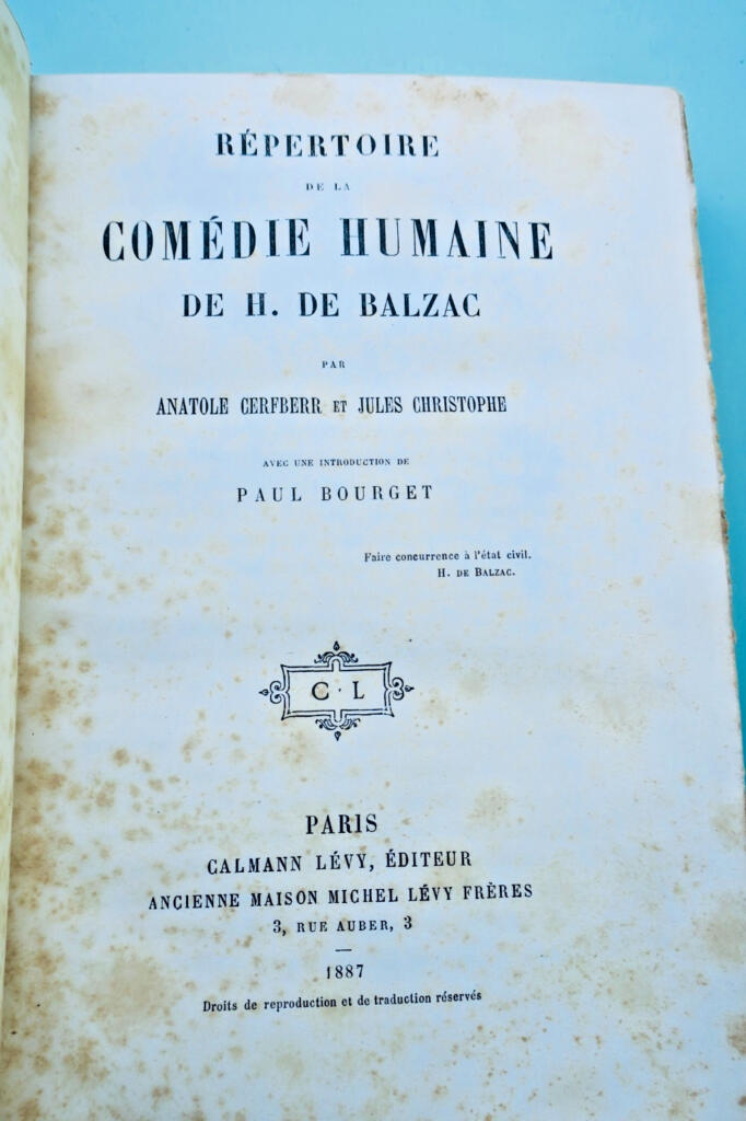Répertoire de la Comédie humaine de H. de Balzac 1887