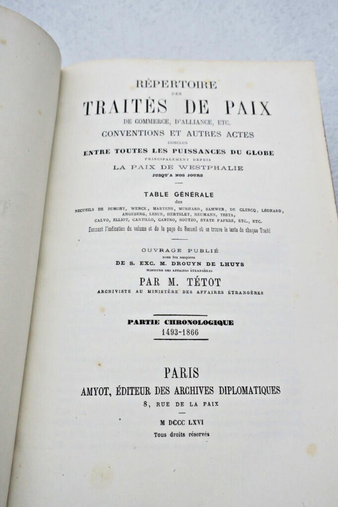 Répertoire des traités de paix, de commerce, d’alliance…