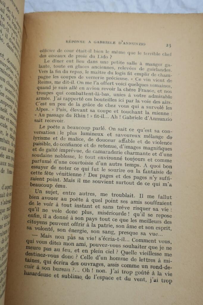REPONSE A GABRIELE D&rsquo;ANNUNZIO