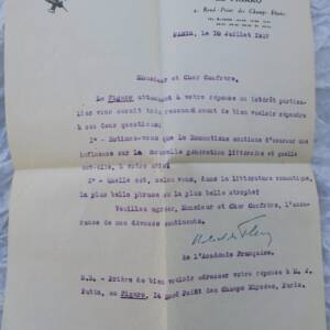 Robert de Flers lettre tapuscrite signée