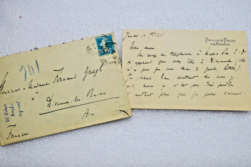 Letter from Robert Dreyfus to Fernand Gregh