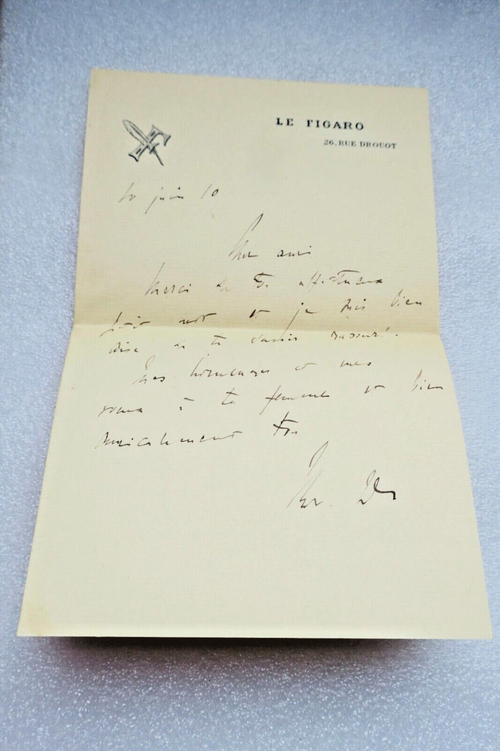 Korrespondenz mit dem Dichter Fernand Gregh