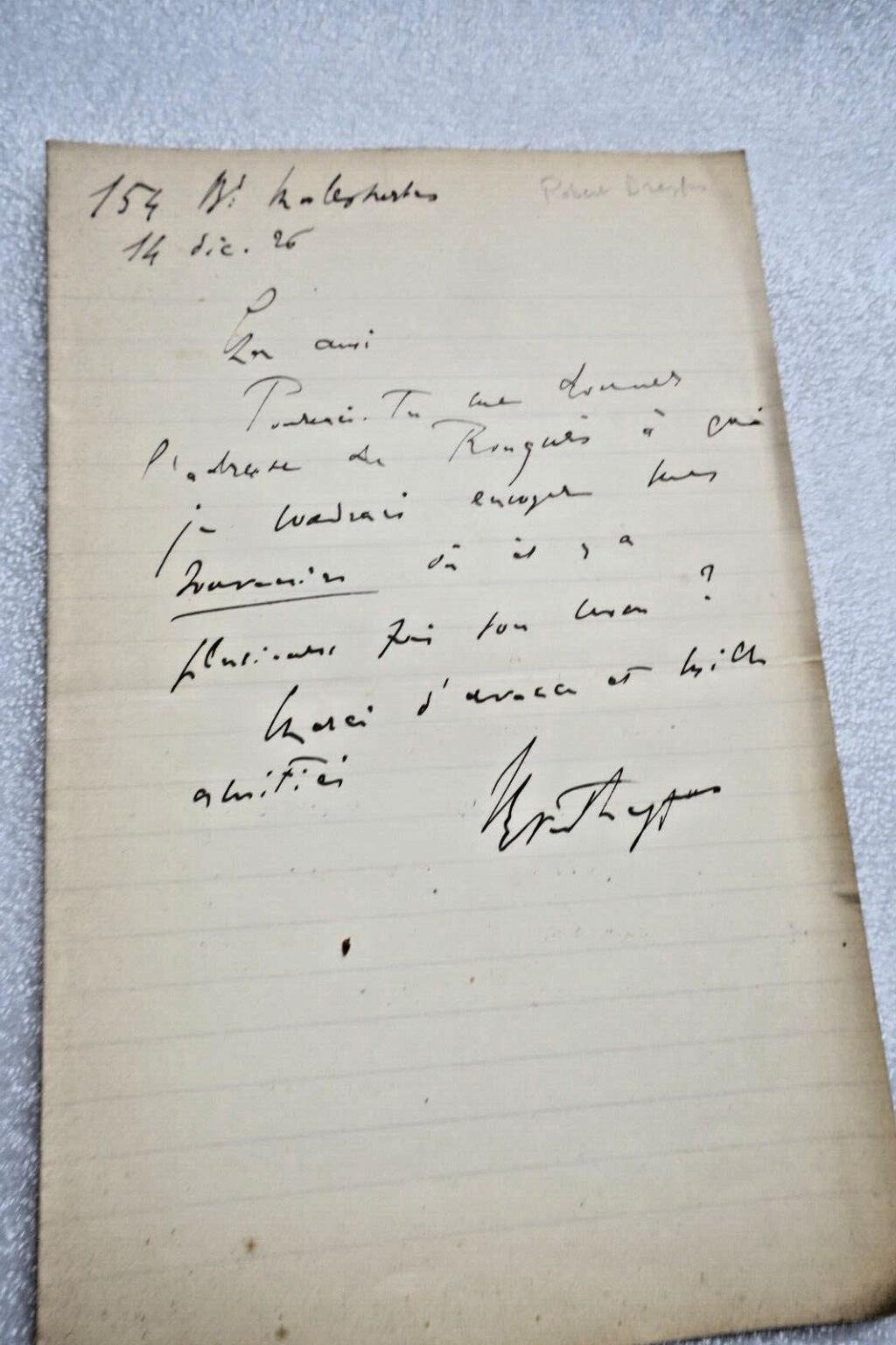 Korrespondenz mit dem Dichter Fernand Gregh
