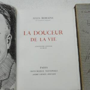 ROMAINS Jules La douceur de la vie orné d'une lithographie originale de Heuzé