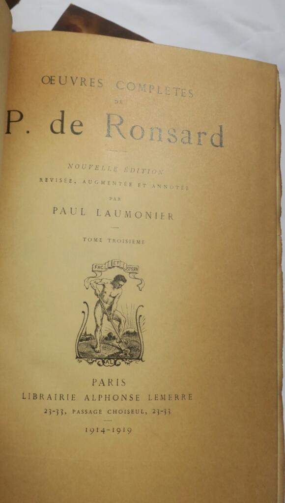 Ronsard Laumonier Lemerre