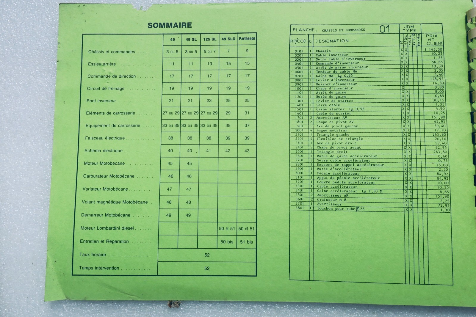 SYMPA ディーゼルエンジン用スペアパーツマニュアル（1949-1950）<span class="lla-card-orig-wrap"><span class="lla-card-orig">❦ sans permis notice de pièces détachées 49-49 L-125 SL -49 SLD diesel SYMPA</span></span> - La Librairie Antique