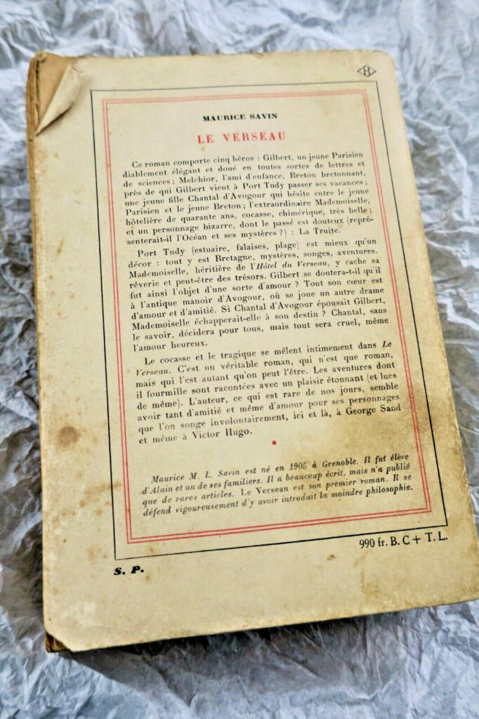 SAVIN MAURICE LE VERSEAU. GALLIMARD + dédicace