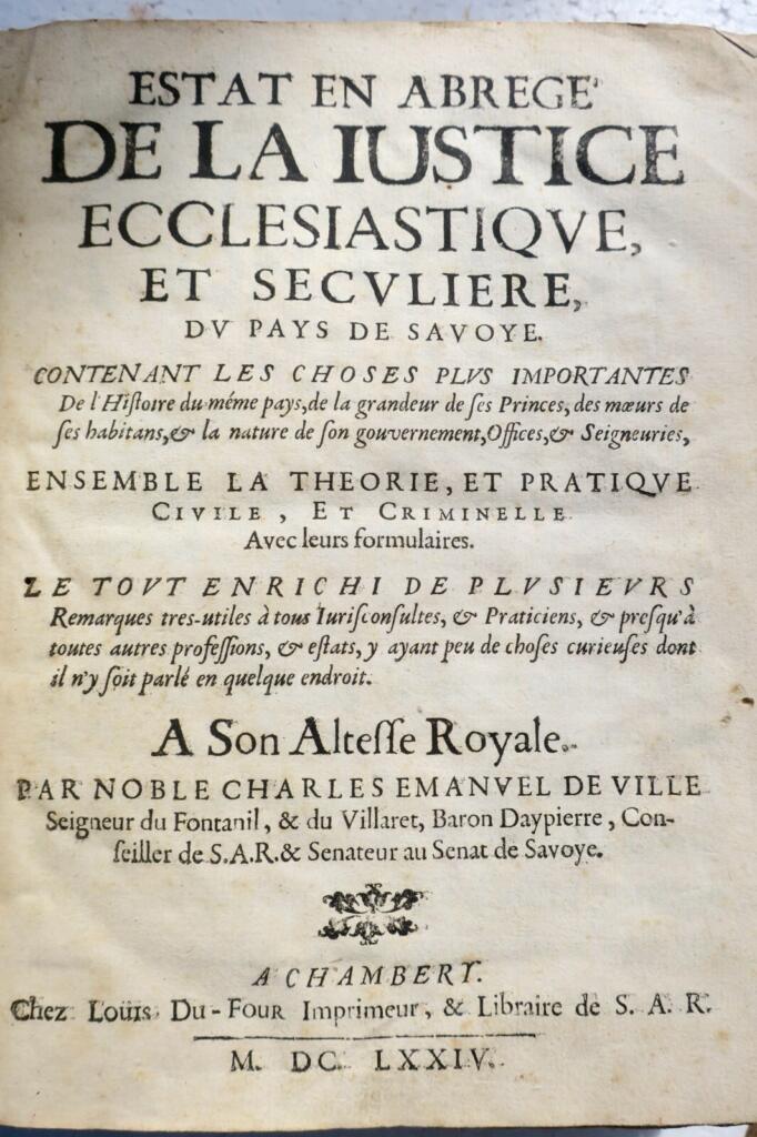 Savoy’s Ecclesiastical and Secular Justice in 1674