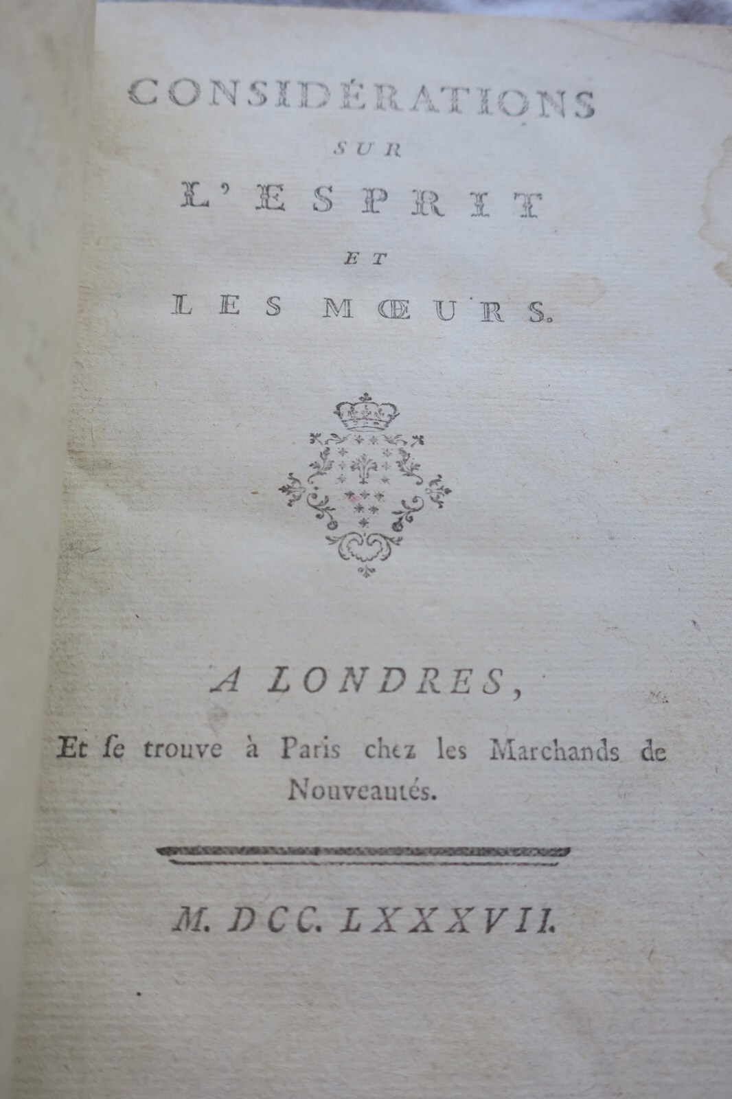 SENAC DE MEILHAN Considérations sur l'esprit et les moeurs. A Londres 1787 – Image 9
