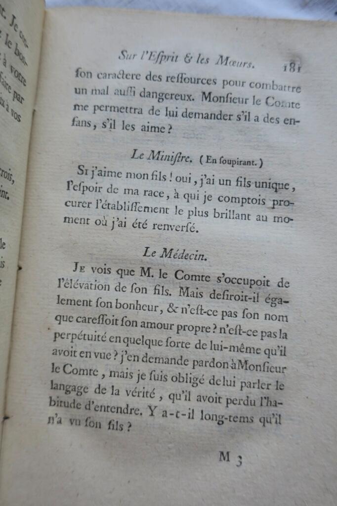 SENAC DE MEILHAN Considérations sur l’esprit et les moeurs. A Londres 1787