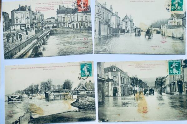SENS Yonne inondation de janvier 1910 6 x cartes postales