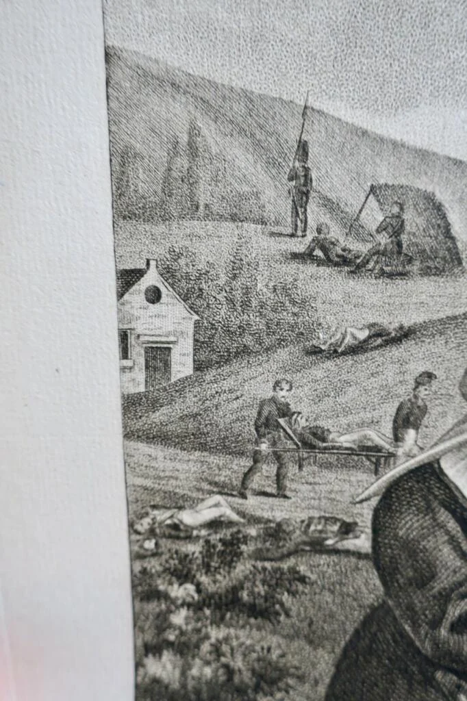 Soldat gravure 29 x 42 cm un soeur pensent un brave