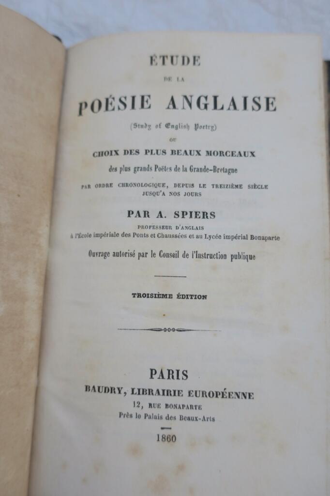SPIERS Etudes de la poésie anglaise