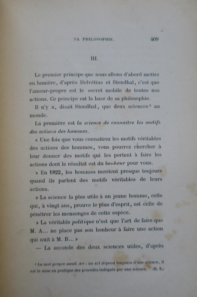STENDHAL L&rsquo;art et la vie 1868