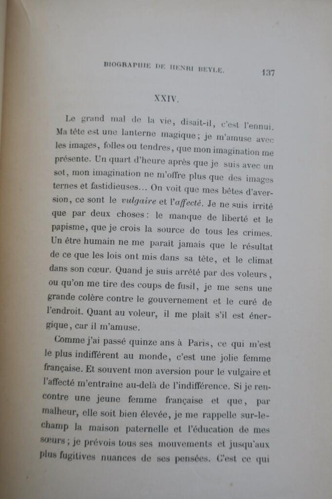 STENDHAL L&rsquo;art et la vie 1868