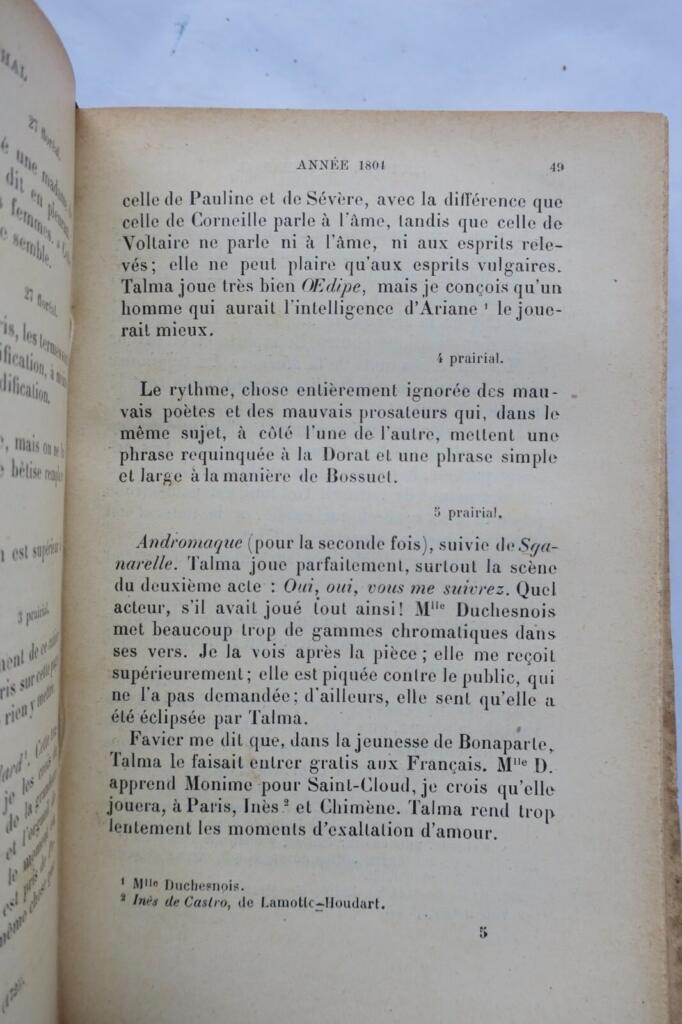 STENDHAL. Oeuvre posthume. – Journal de Stendhal 1888
