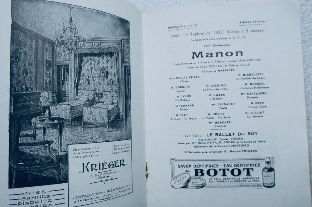 Manon in der Opéra-Comique-Saison 1927-28