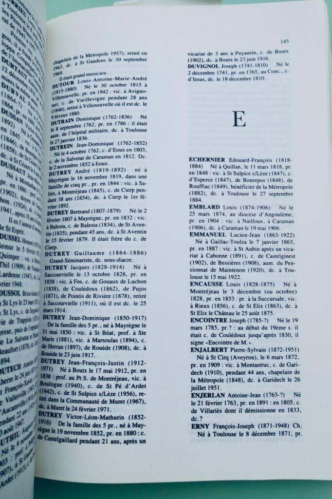 Toulouse Ecclesia Tolosana – Le clergé du diocèse de Toulouse au XIX & XX ème