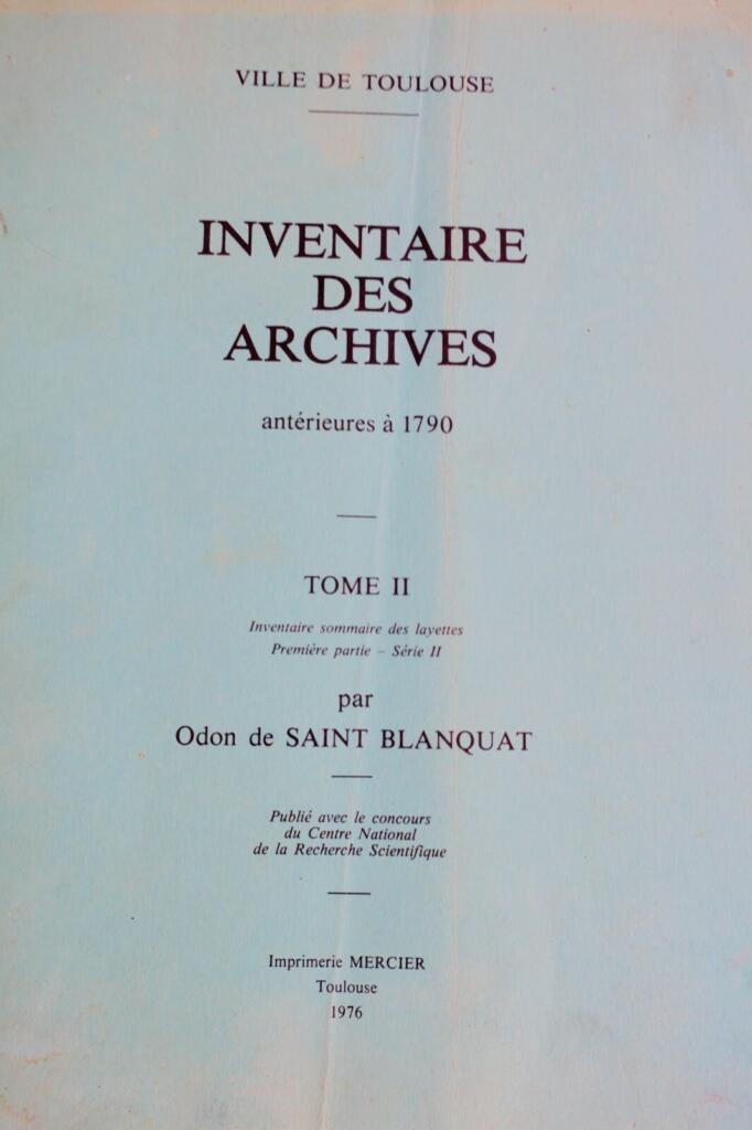 Archivinventar von Toulouse vor 1790