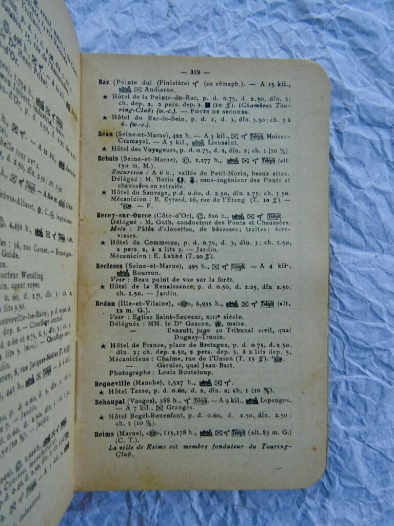 French Touring Club Directory 1914